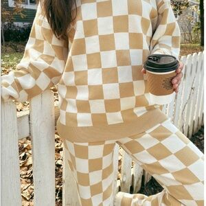 Show Me Your MuMu Tan and White Checkered Set